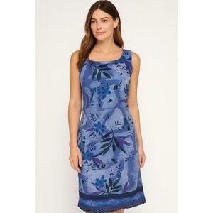 Vintage Phases Tropical Dress Medium Midi Sleeveless Seahorse Shells Cruise Wear